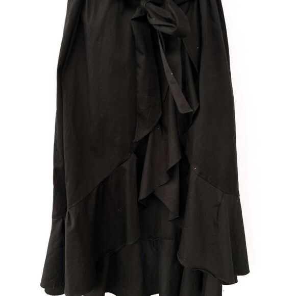 NWOT Adrianna Papell Black One Shoulder Tie Waist Ruffle High Low Hem Midi Dress - Picture 7 of 10